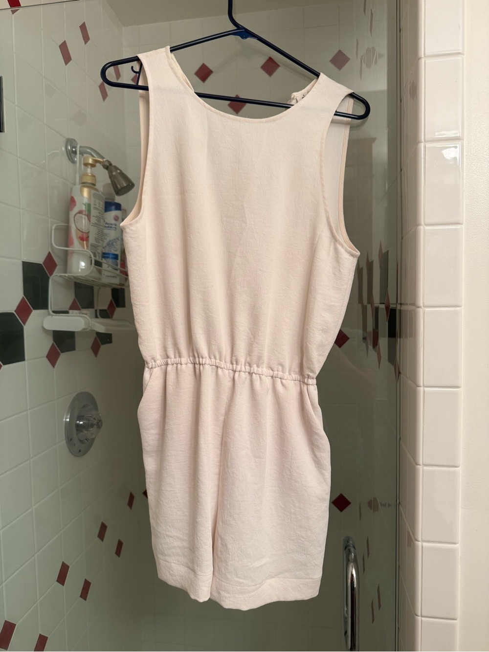 Aritzia- Wilfred- Sleeveless Cream Elastic-Waist Women's Romper Dress